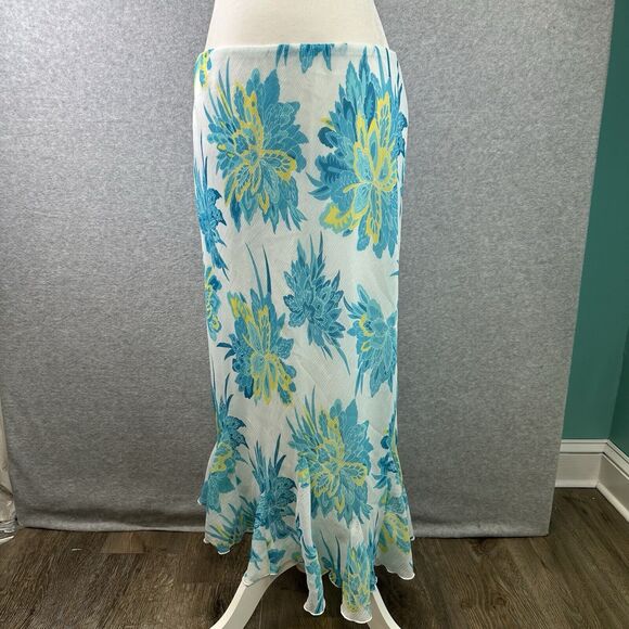 Vtg. Cato Maxi Skirt Floral Print 90s Y2K Fairy Cottage Sheer Sz. M Ruffled‎ Hem - Picture 3 of 10